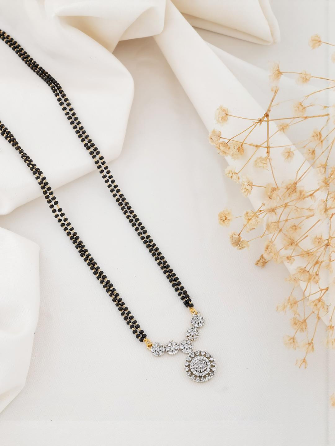 Peprika Gold-Plated Artificial Stones and Beaded Mangalsutra