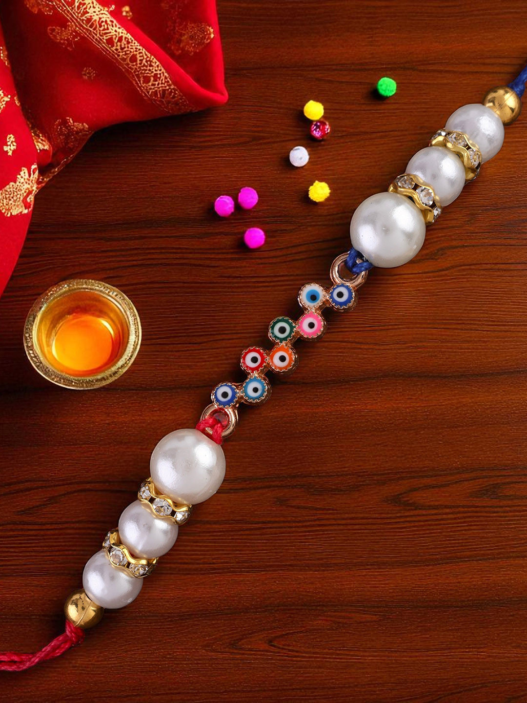 SHONA'S STYLE Evil Eye Thread Rakhi with Tilak Set