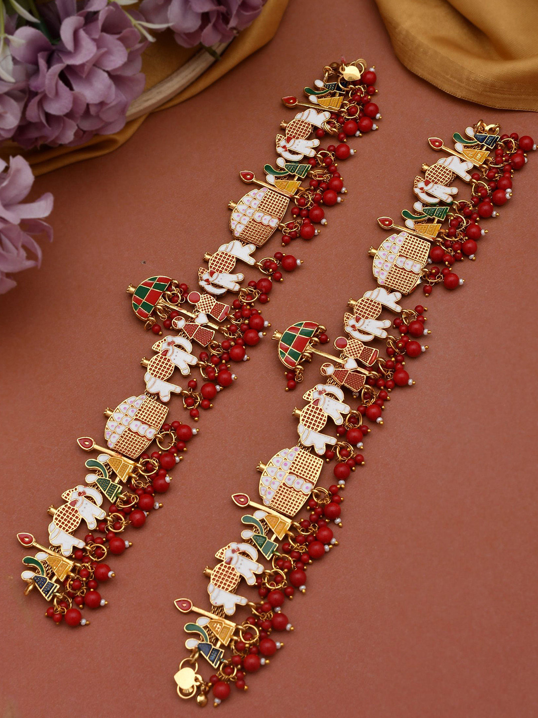 Silvermerc Designs Gold-Plated Artificial Beaded Bridal Anklet