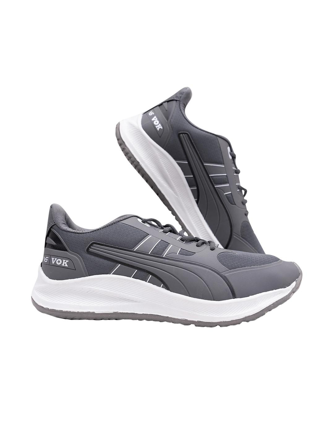 FEET FIRST Men Grey & White Colourblocked Leather Lace-Up Sneakers