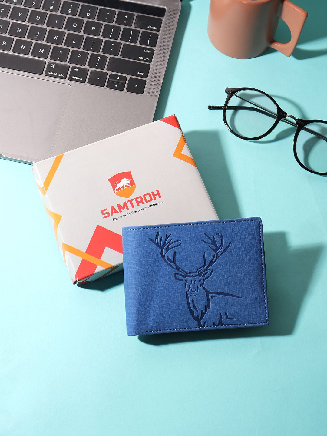 SAMTROH Men Animal Figure Textured Vegan Leather Two Fold Wallet