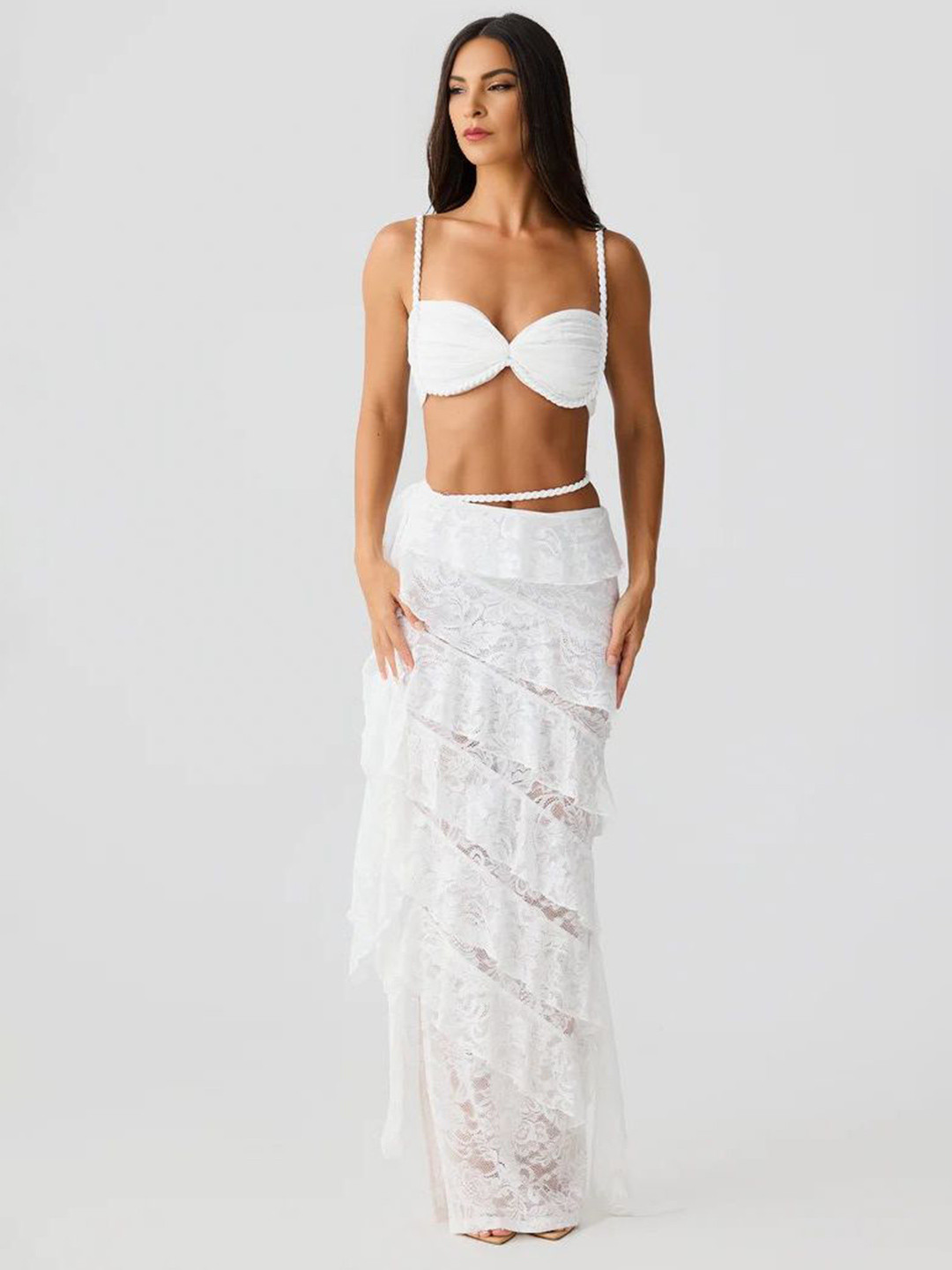 Bee Boe Solara Women White Rope Detail Bralette Top