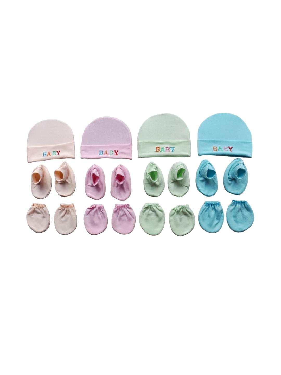 GARCY Baby Boys & Baby Girls Casual Plain Caps, Gloves, Socks Combo set