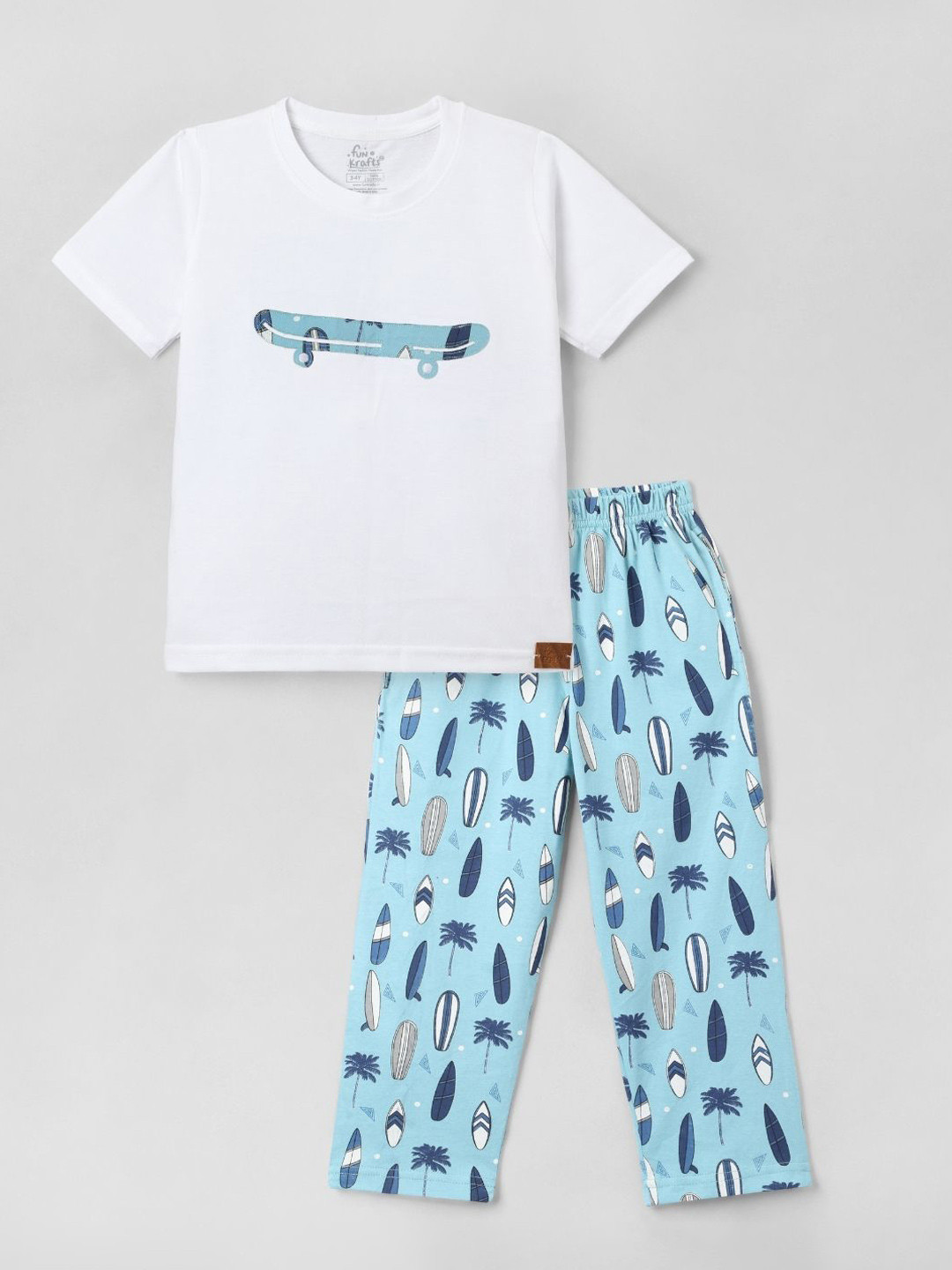FUNKRAFTS Girls Printed Short Sleeves Pure Cotton T-shirt With Trouser