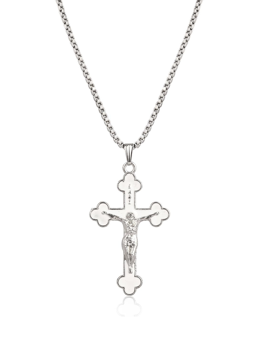 CZARDONIC Silver-Plated Cross Pendants with Chains