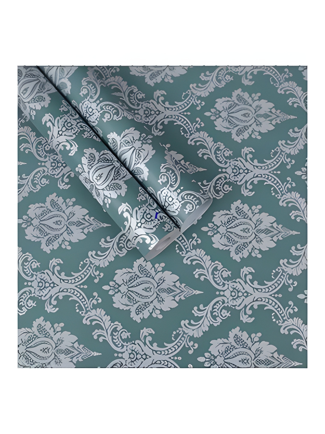 Aura Teal Green & White Printed Self-Adhesive Wall Stickers