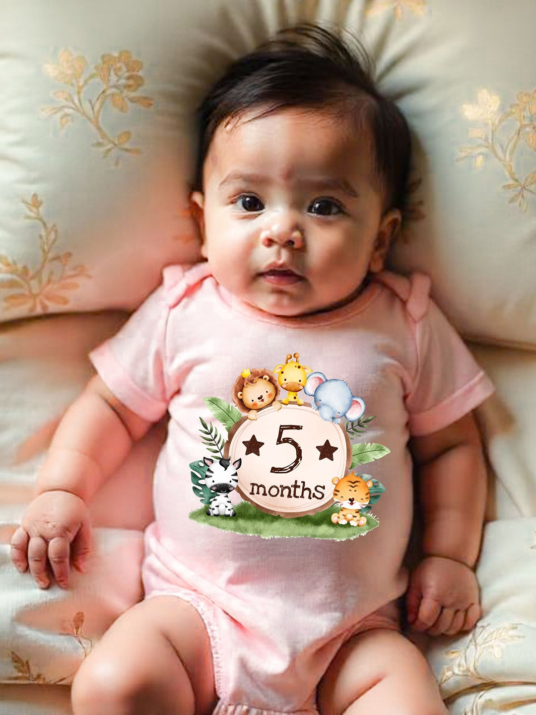 YK Infants Five Month Jungle Printed Cotton Bodysuit