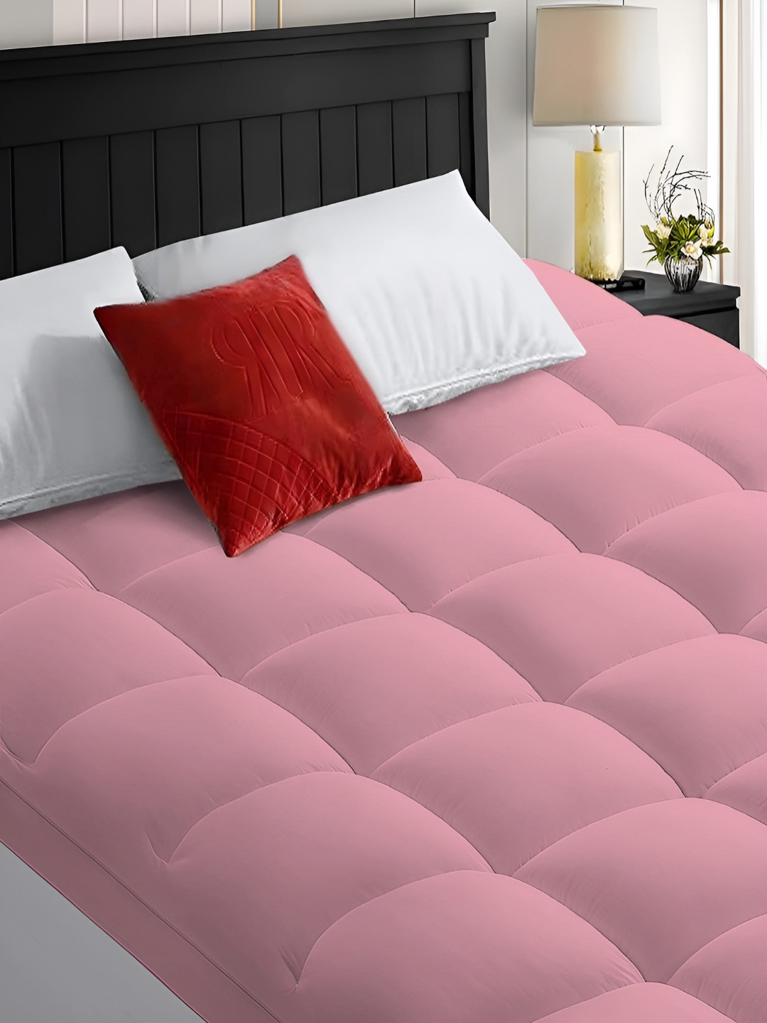 tundwal's Pink Quilted  Microfiber Water Resistant Topper King Size Mattress Protector