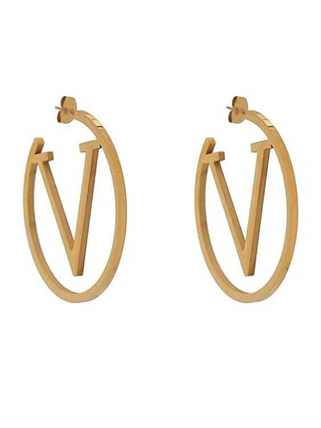 Women's Stainless Steel V Big Round Hoop Earrings