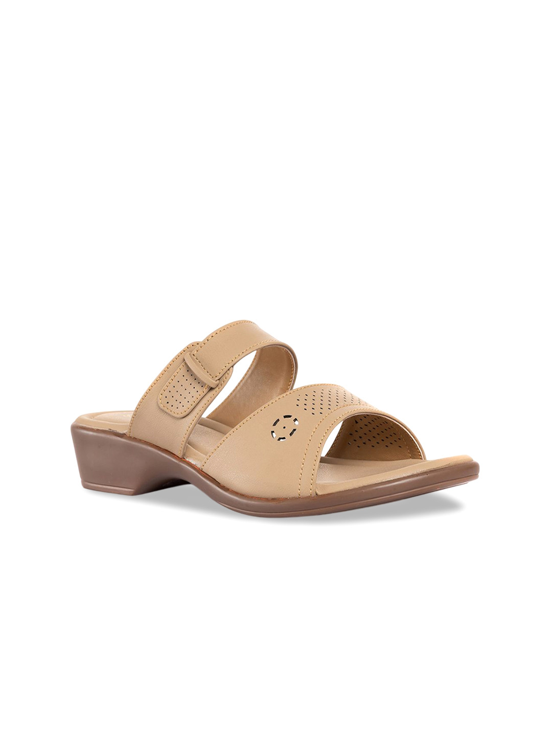 Khadims Women Woven Design Wedge Sandals with Laser Cuts