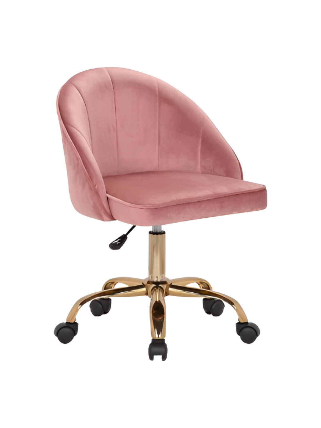 DOE BUCK Pink & Yellow Velvet Finish Adjustable Study Arm Chair