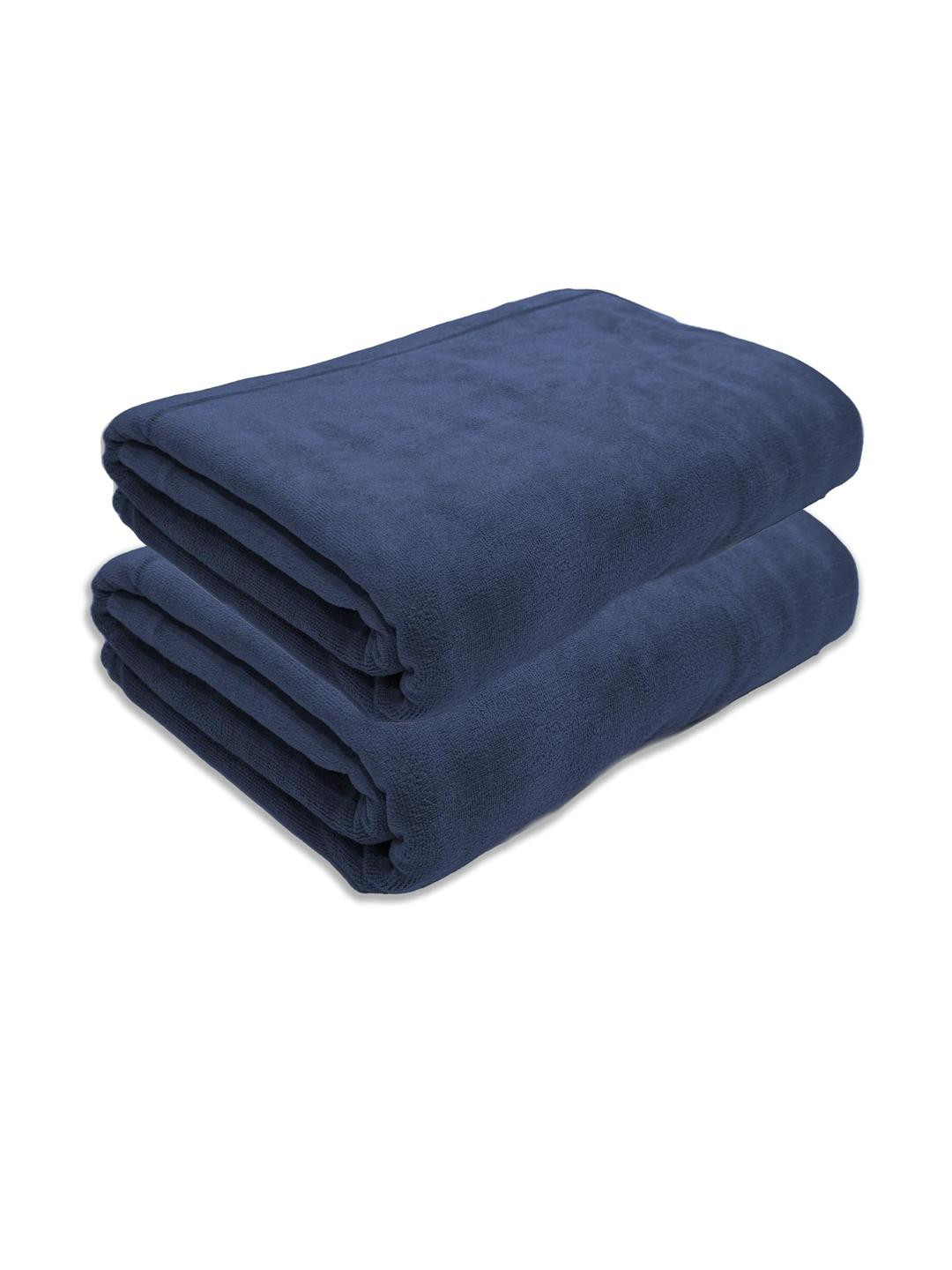 Black Gold Pack of 2 Navy Blue Microfiber Bath Towel