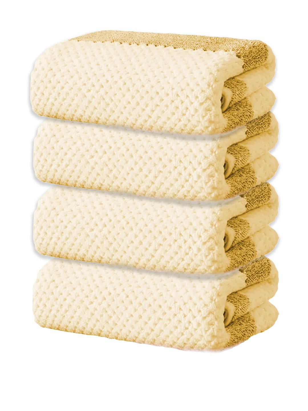 Black Gold Pack of 4 Yellow & White Stripes 300GSM Hand Towel