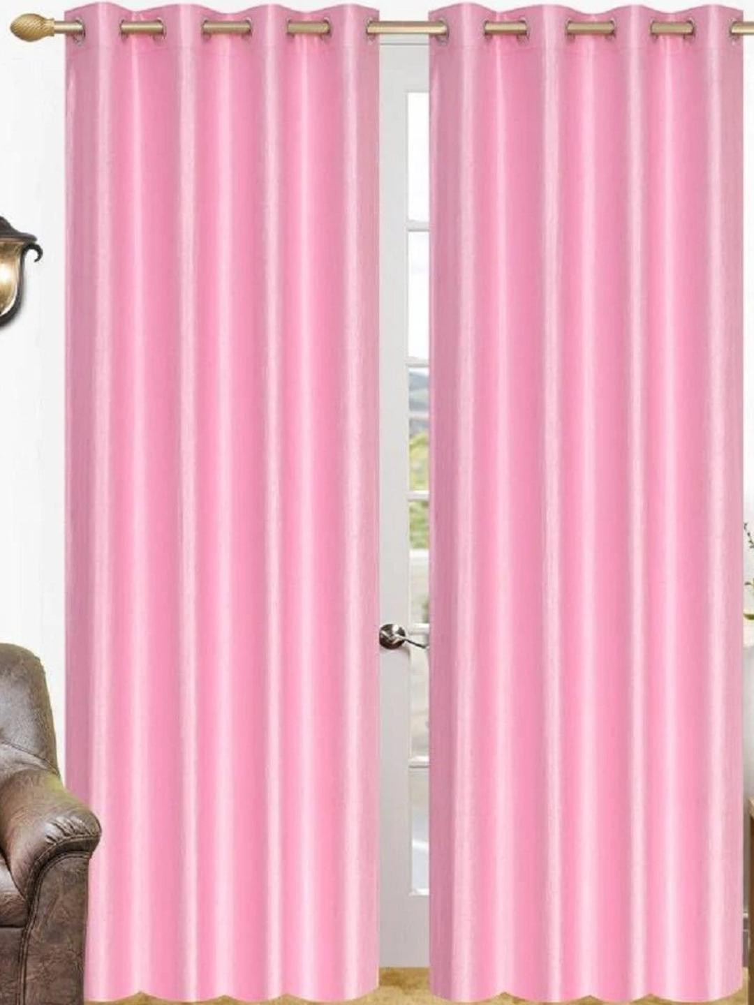 213 cm (7 ft) Polyester Semi Transparent Door Curtain (Pack Of 2) (Solid, BabyPink)