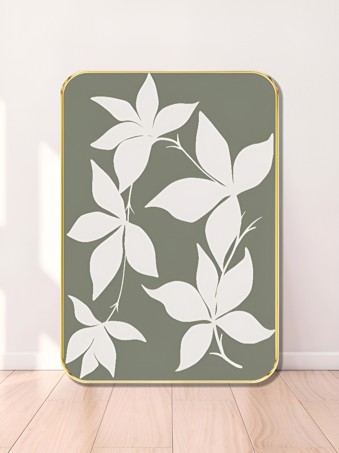 Livin'luxe White & Grey Minimalist Botanical Leaf Wall Art