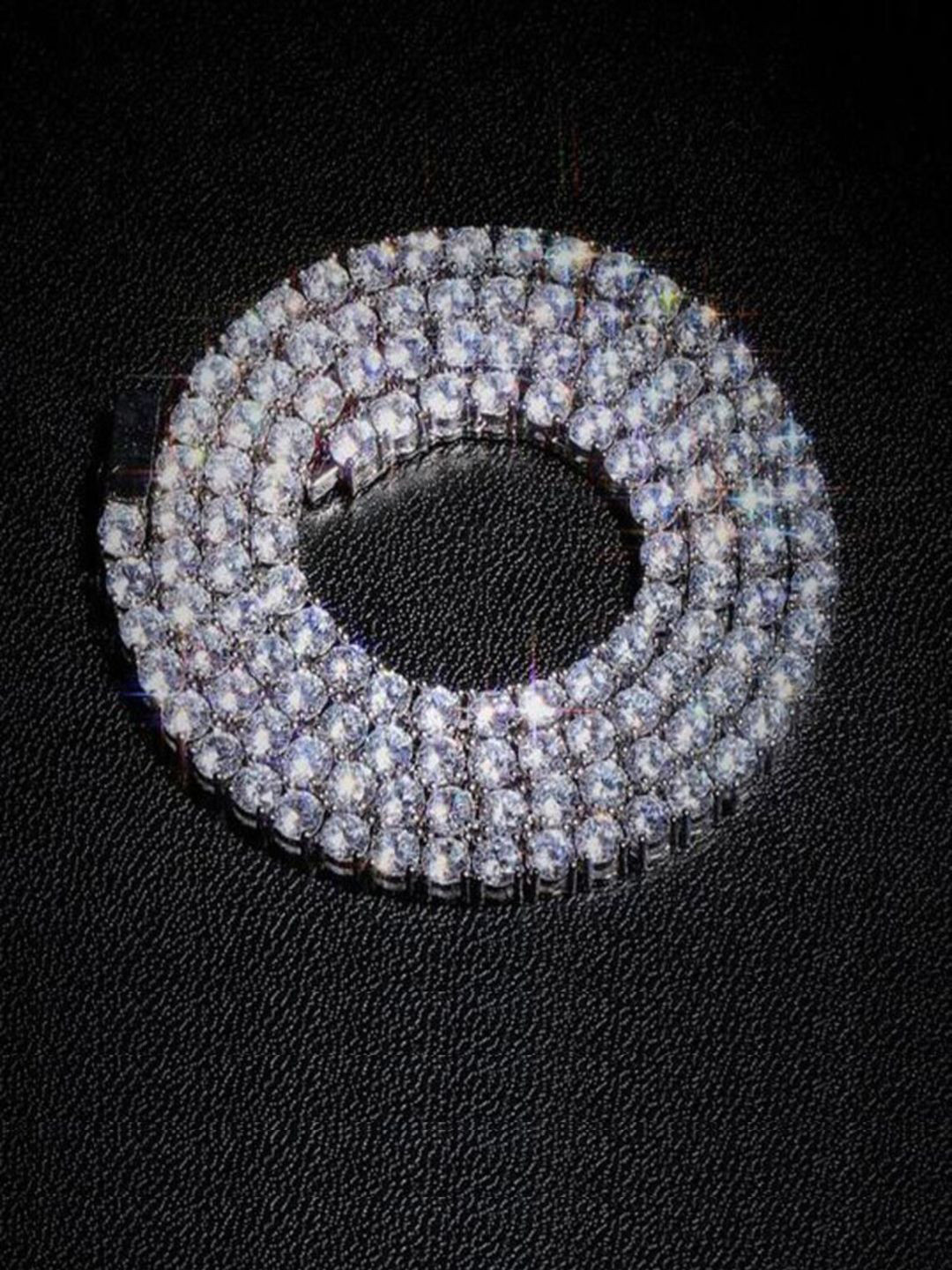 Elite creation Unisex Silver-Plated Cubic Zirconia Studded Chain