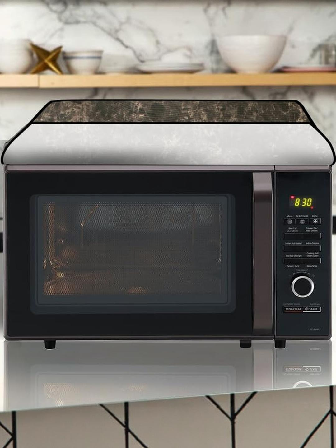 The Furnishing Tree PVC Waterproof Microwave Oven Cover Compatible for 25 L Convection 25BC4 Marble