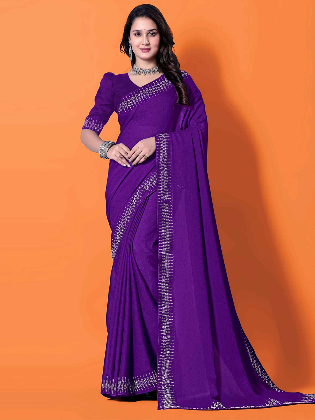 Lapetiya Clothing Embellished Border Beads and Stones Bomkai Silk Saree