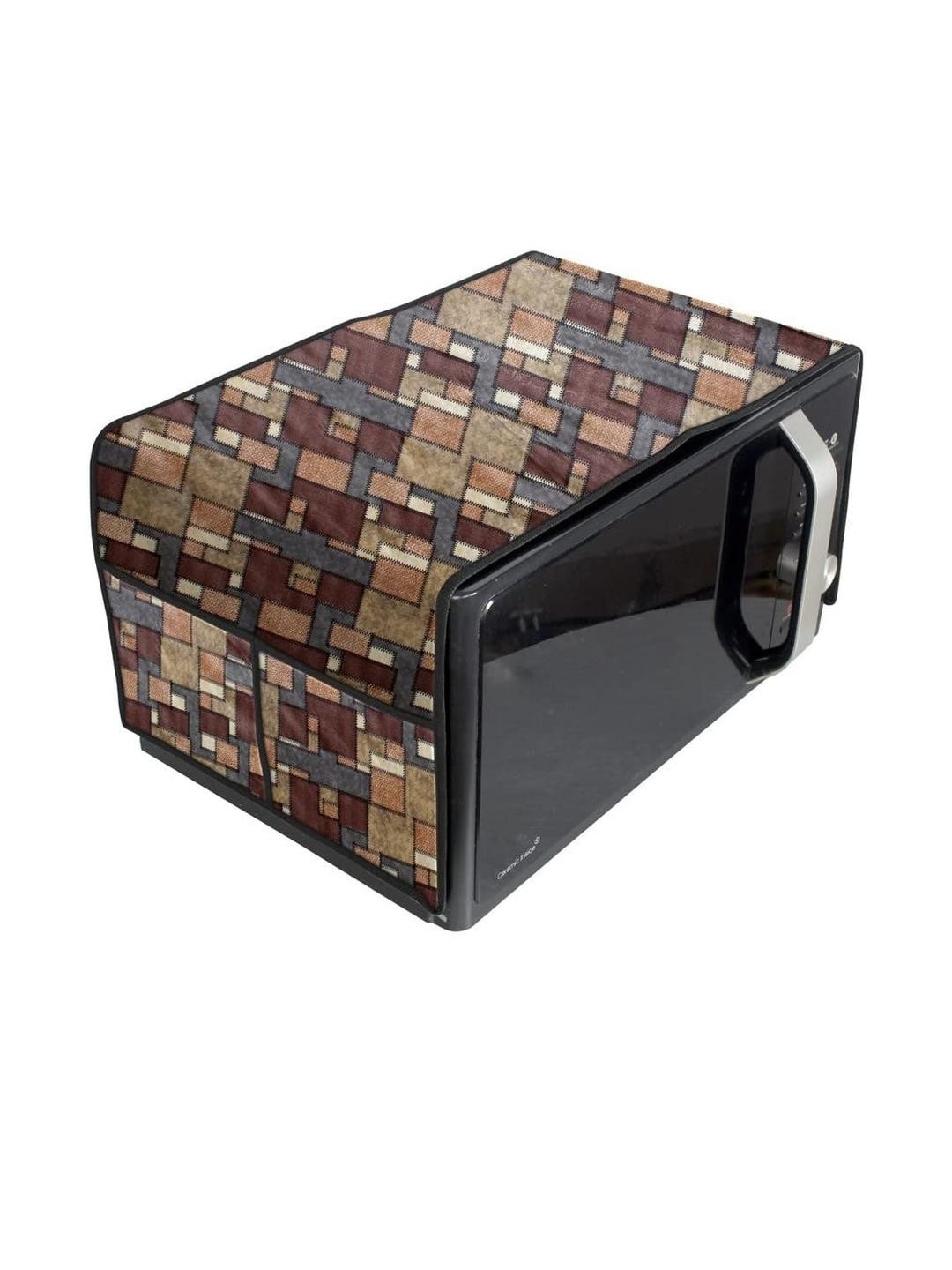 Waterproof & Dustproof PVC Microwave Oven Top Cover with 4 Utility Pockets Seam