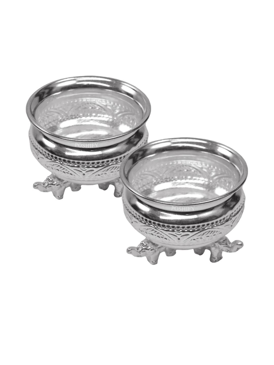 POSHIFY pack of 2 Pure German Silver Elephant Leg Bowl