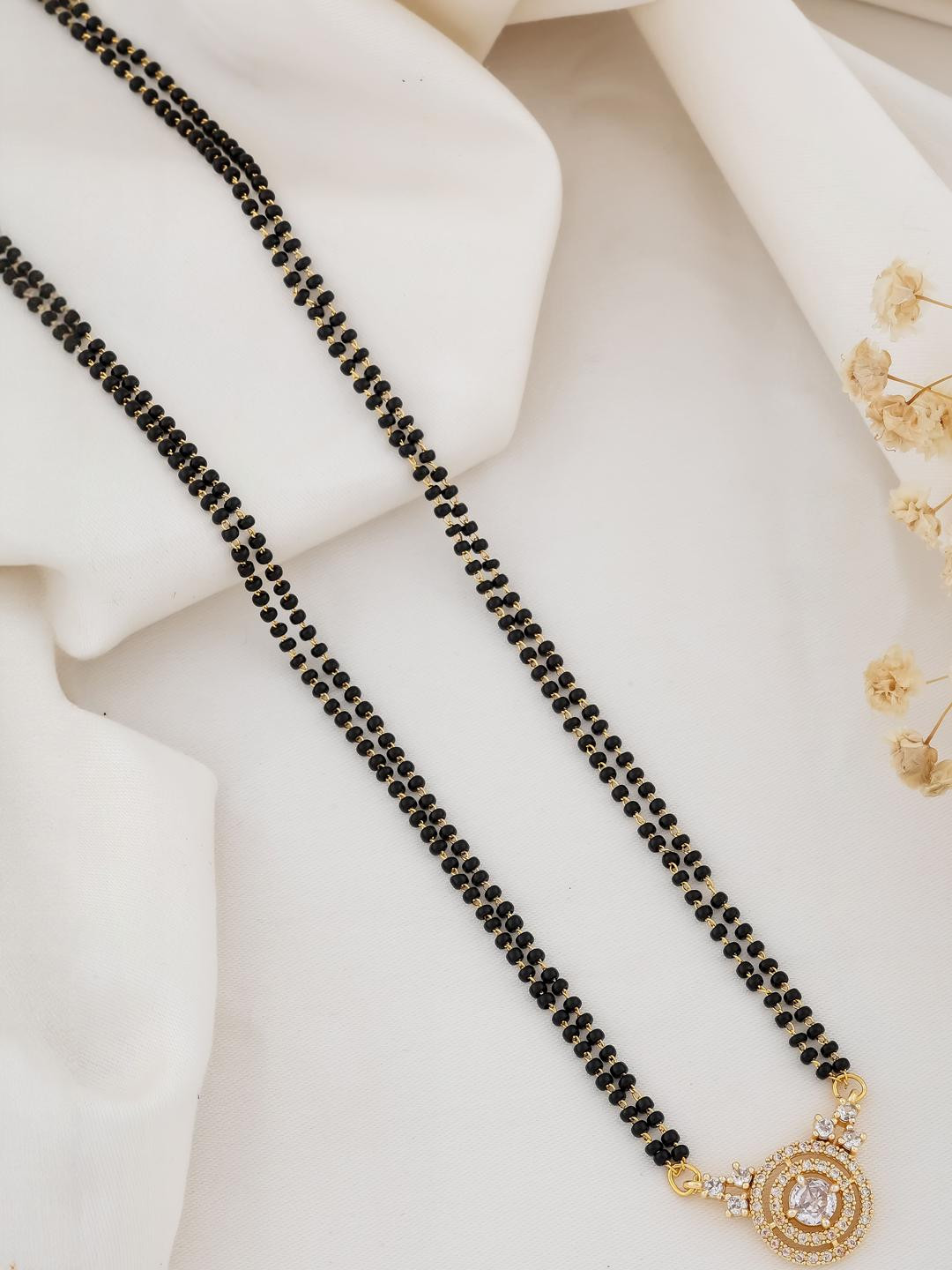 Peprika Gold-Plated Artificial Stones and Beads Mangalsutra