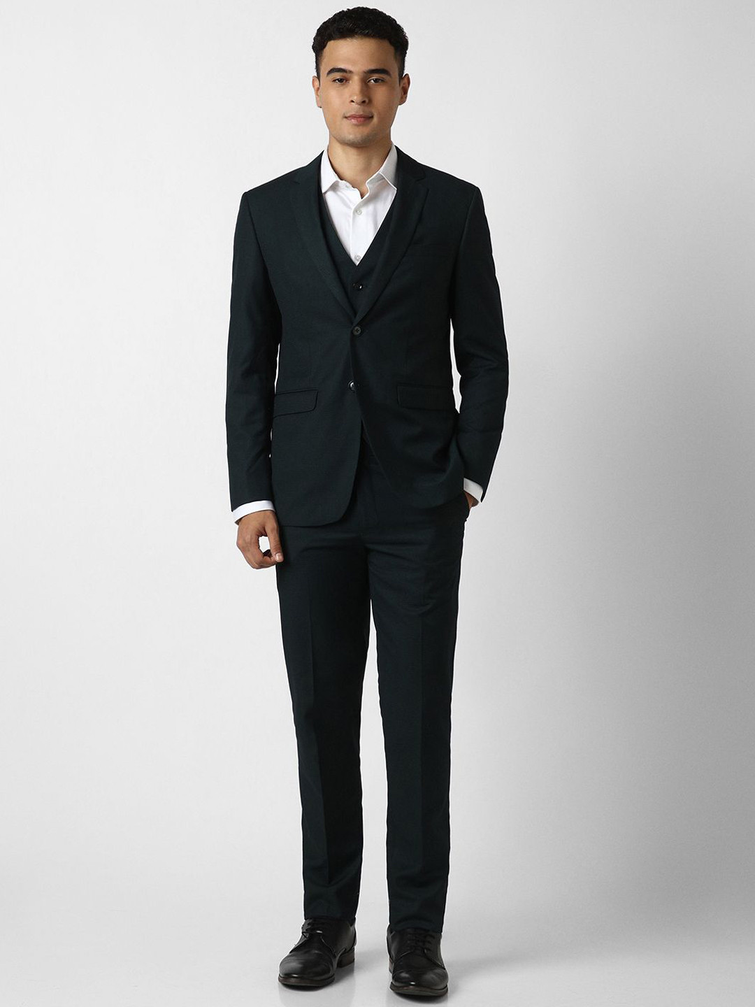 Louis Philippe Textured Slim-Fit Single-Breasted Two-Piece Formal Suit