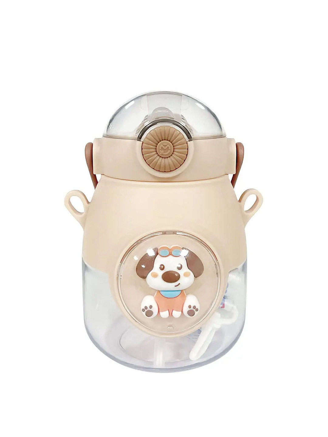 Kritiu Kids Brown Cute Patch Sipper Water Bottle - 900 ml