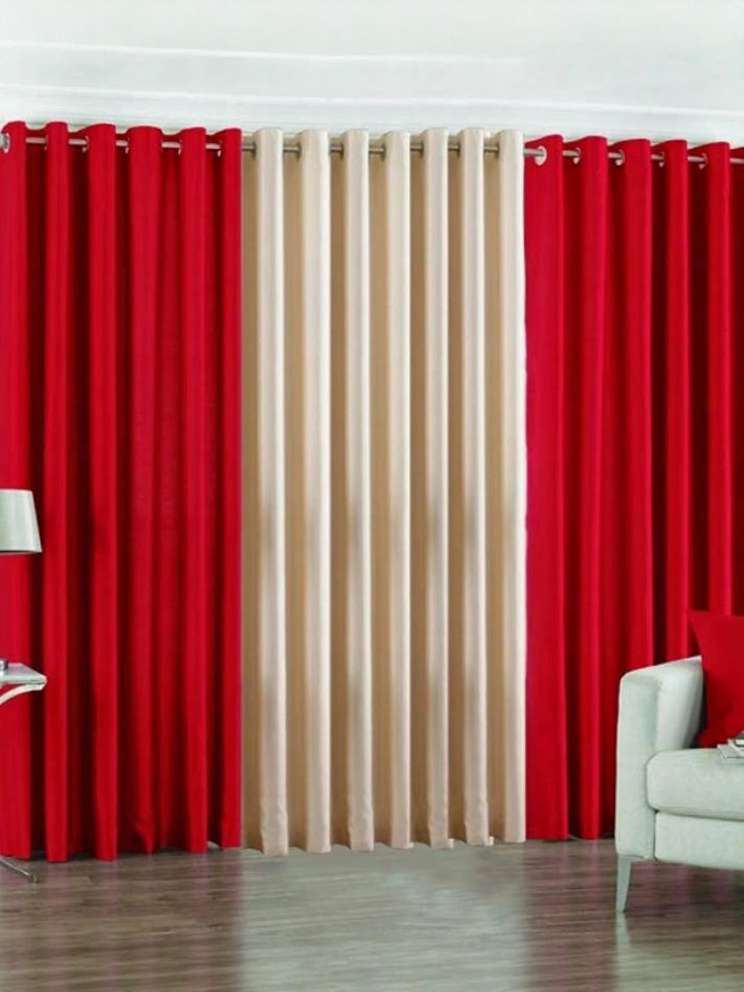 151 cm (5 ft) Polyester Semi Transparent Window Curtain (Pack Of 3) (Solid, Multicolor)