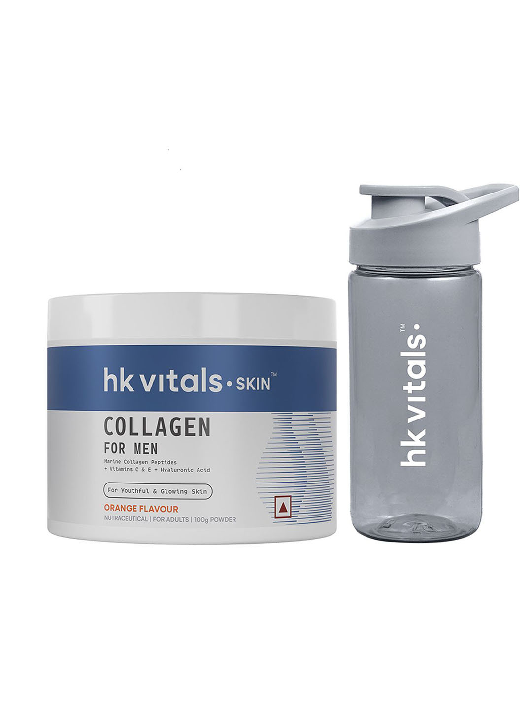 HK VITALS Men 2-Pcs Orange Flavour Marine Collagen Peptides Supplement (100g) With Sipper