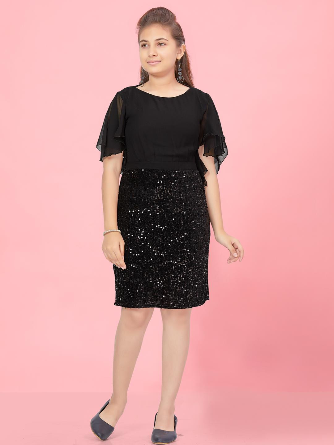 Muhuratam Kids-Girls Black Dresses