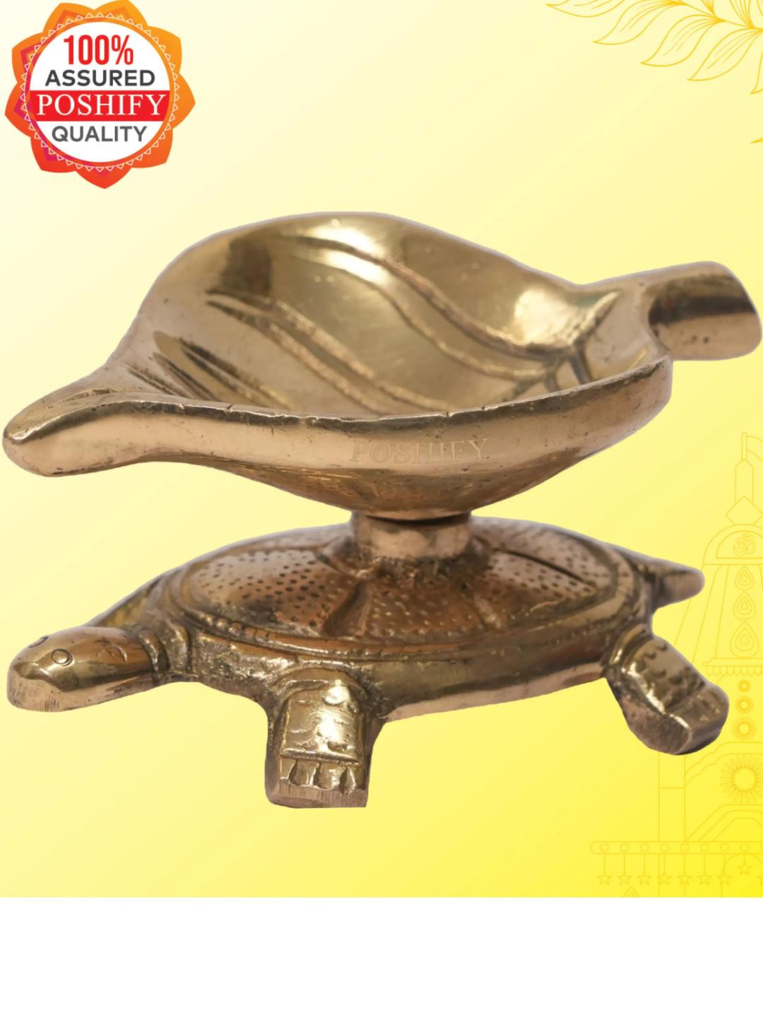 POSHIFY Brass Handcrafted Diya with Kachua Base