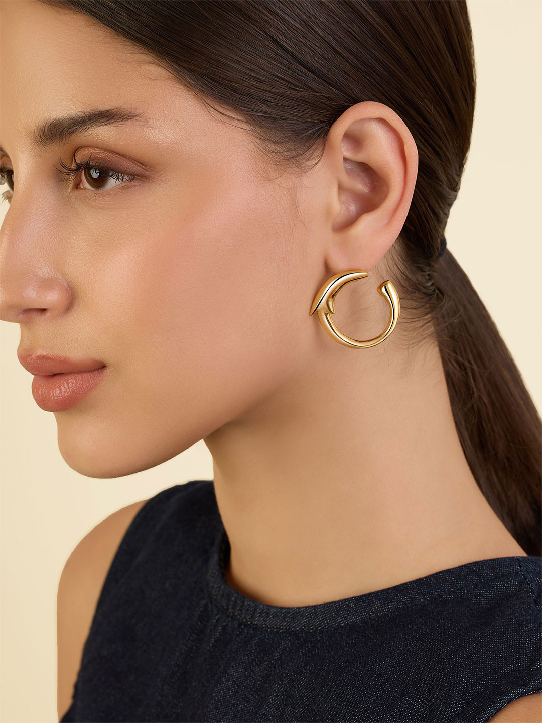 Isharya 18KT Gold-Plated Dolphin Shaped Drop Earrings