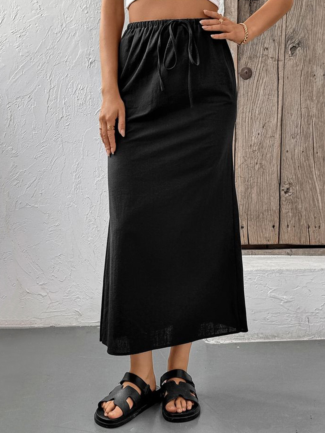LULU & SKY Drawstring-Waist Midi Skirt