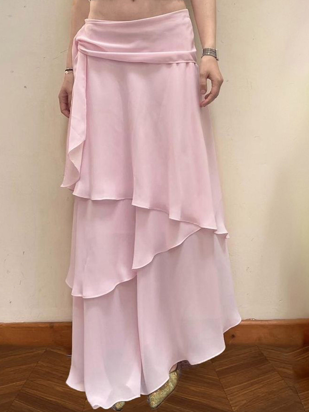 LULU & SKY Layered Asymmetrical Maxi Skirt