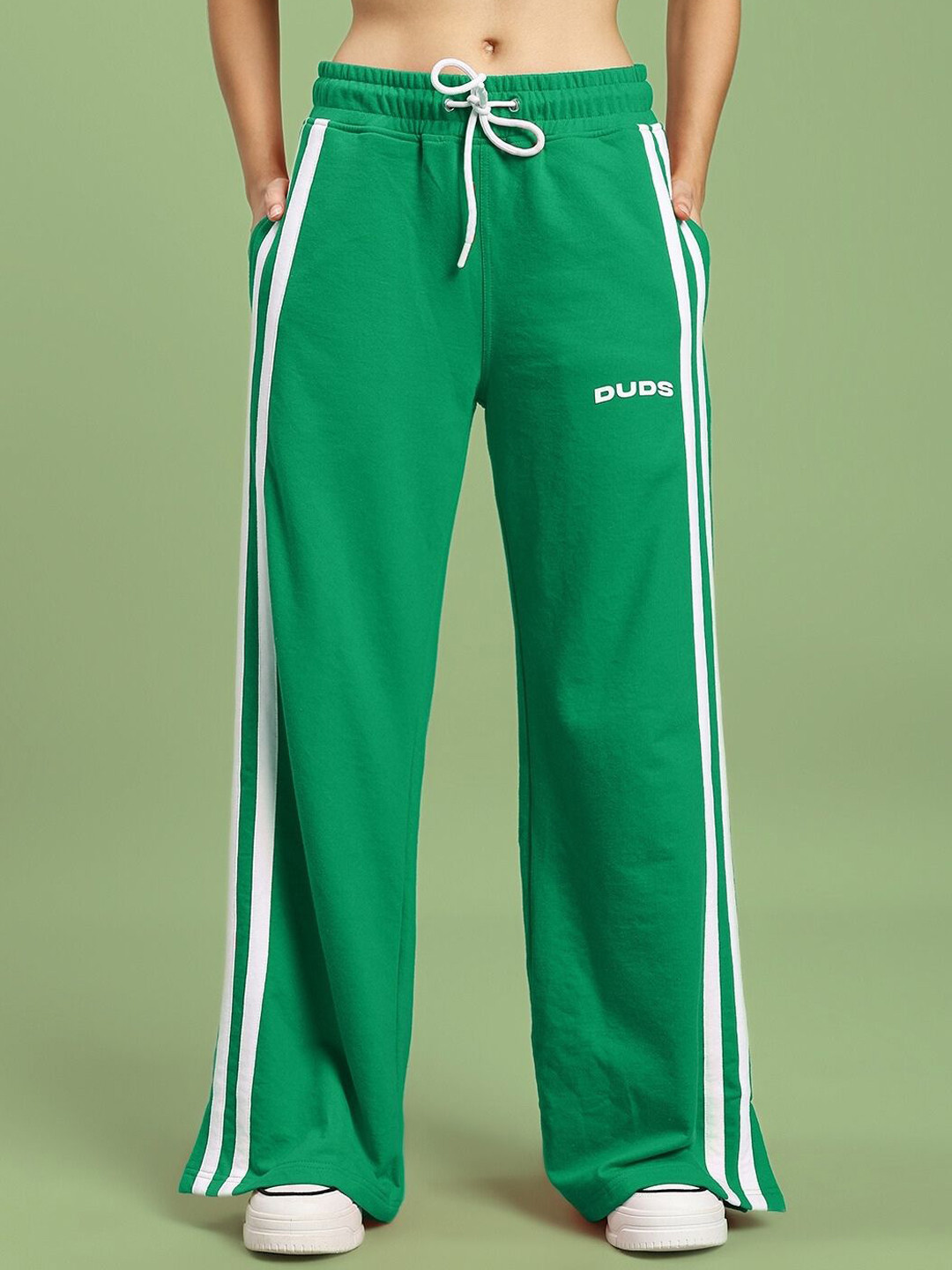 WEARDUDS Women Side Striped Relaxed-Fit Mid-Rise Track Pant