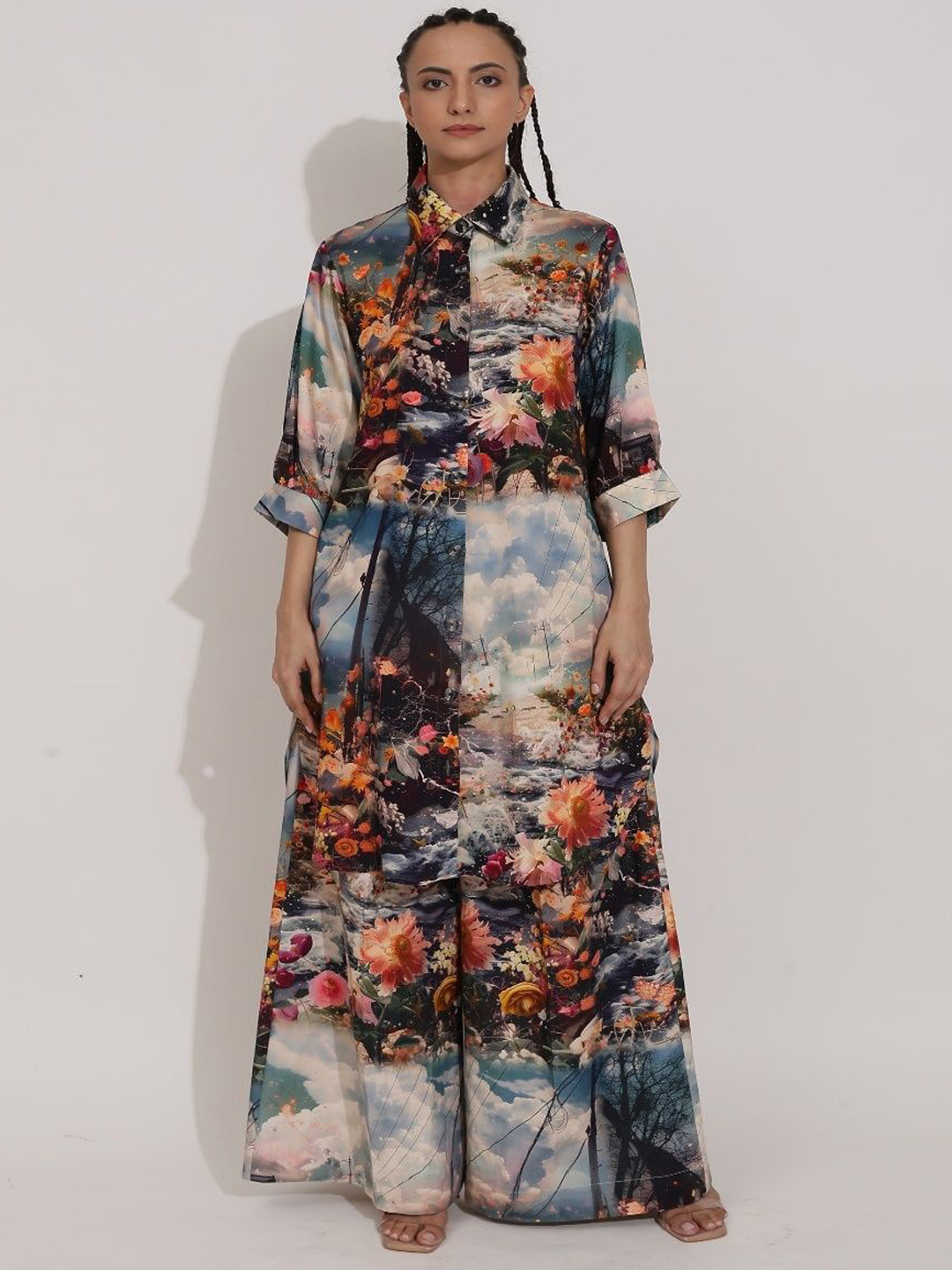 Naaraz Women Floral Printed Pure Cotton Kurta with Palazzo