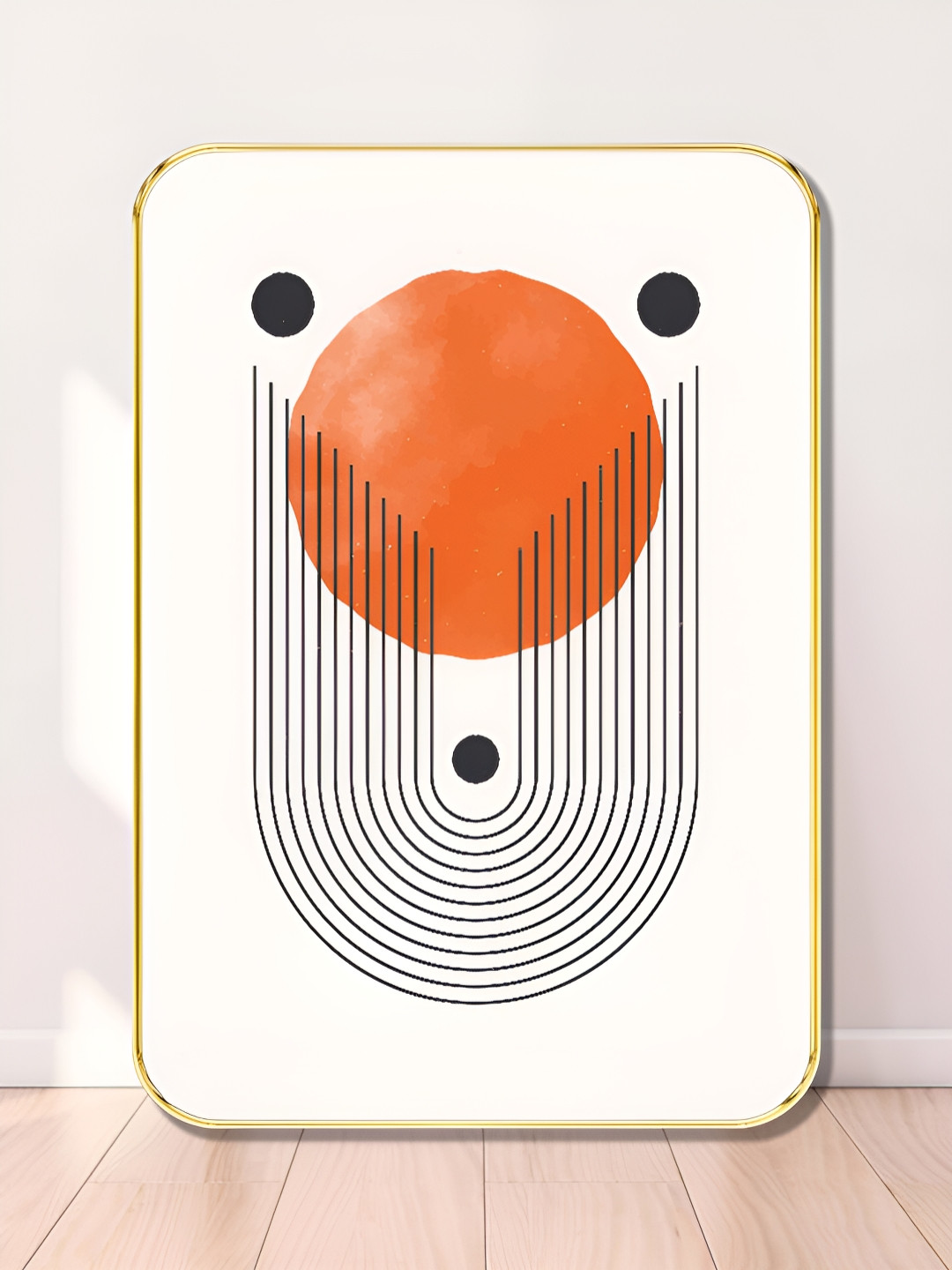 Livin'luxe White & Orange Colored Geometric Printed Wall Art