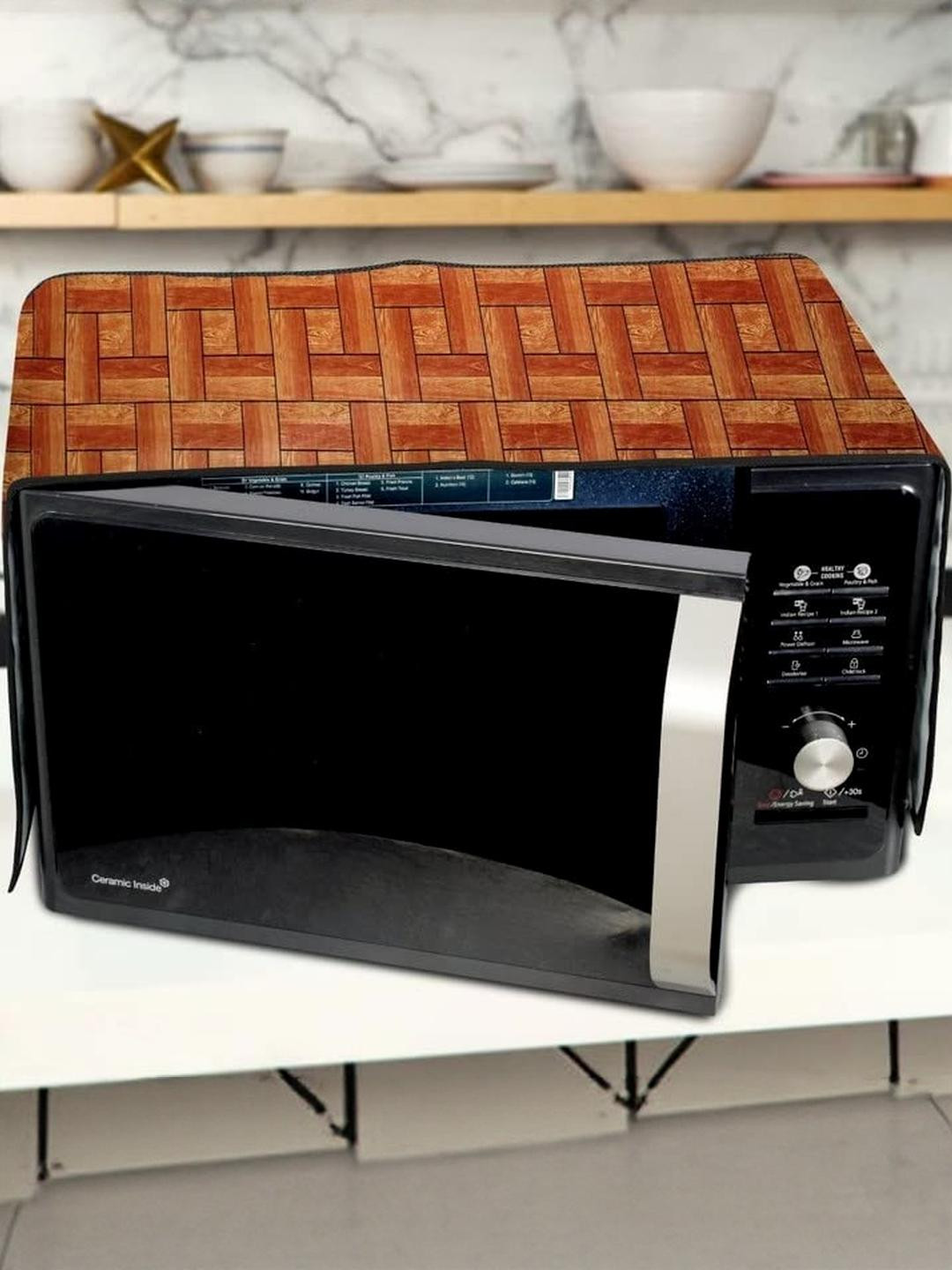 The Furnishing Tree Waterproof & Dustproof PVC Microwave Oven Top Cover with 4 Utility Pockets Seam