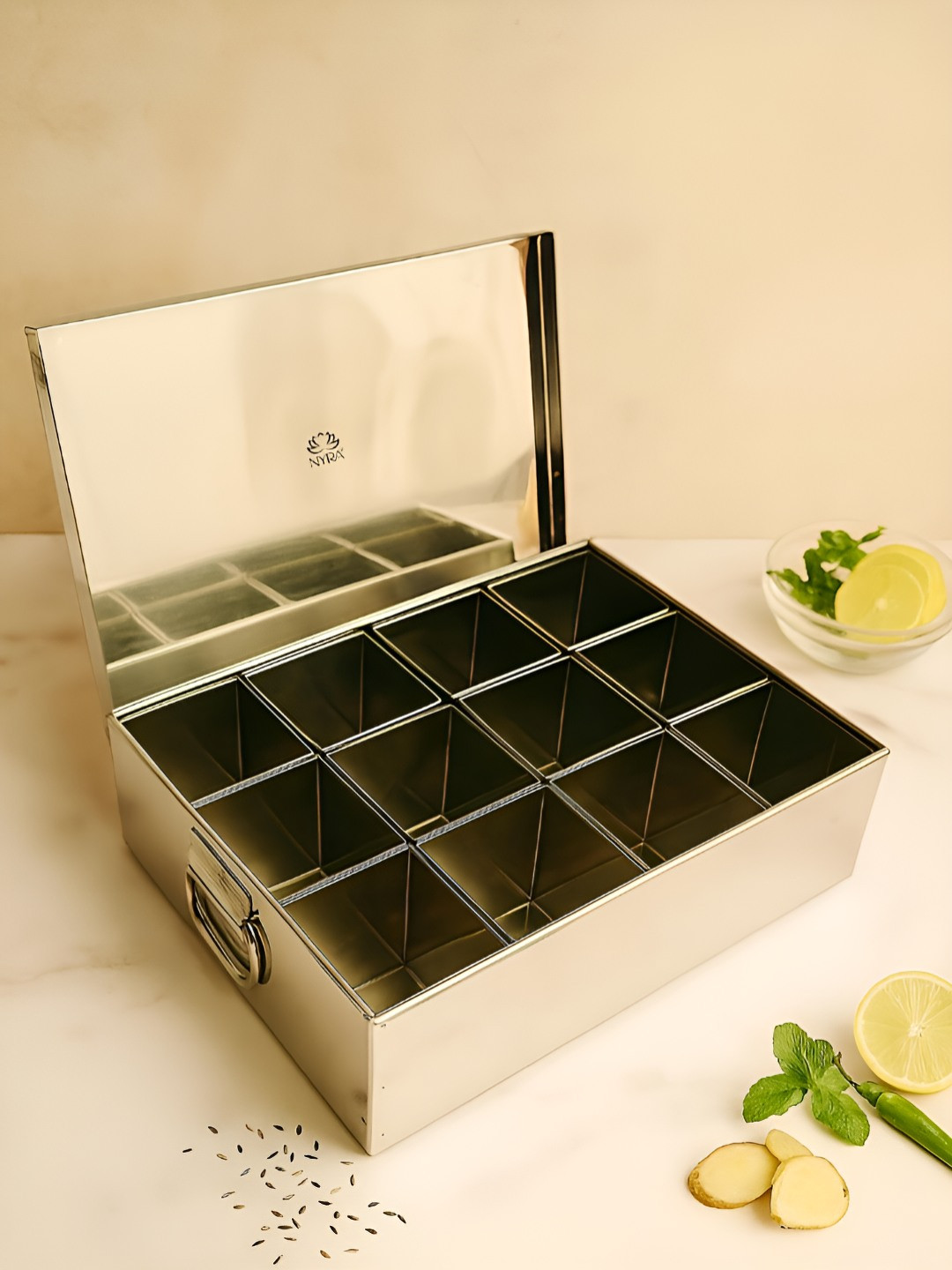 Nyra Kitchenware 12 IN 1 Commerical Spice Box with Masala Dabba For Kitchen & lid