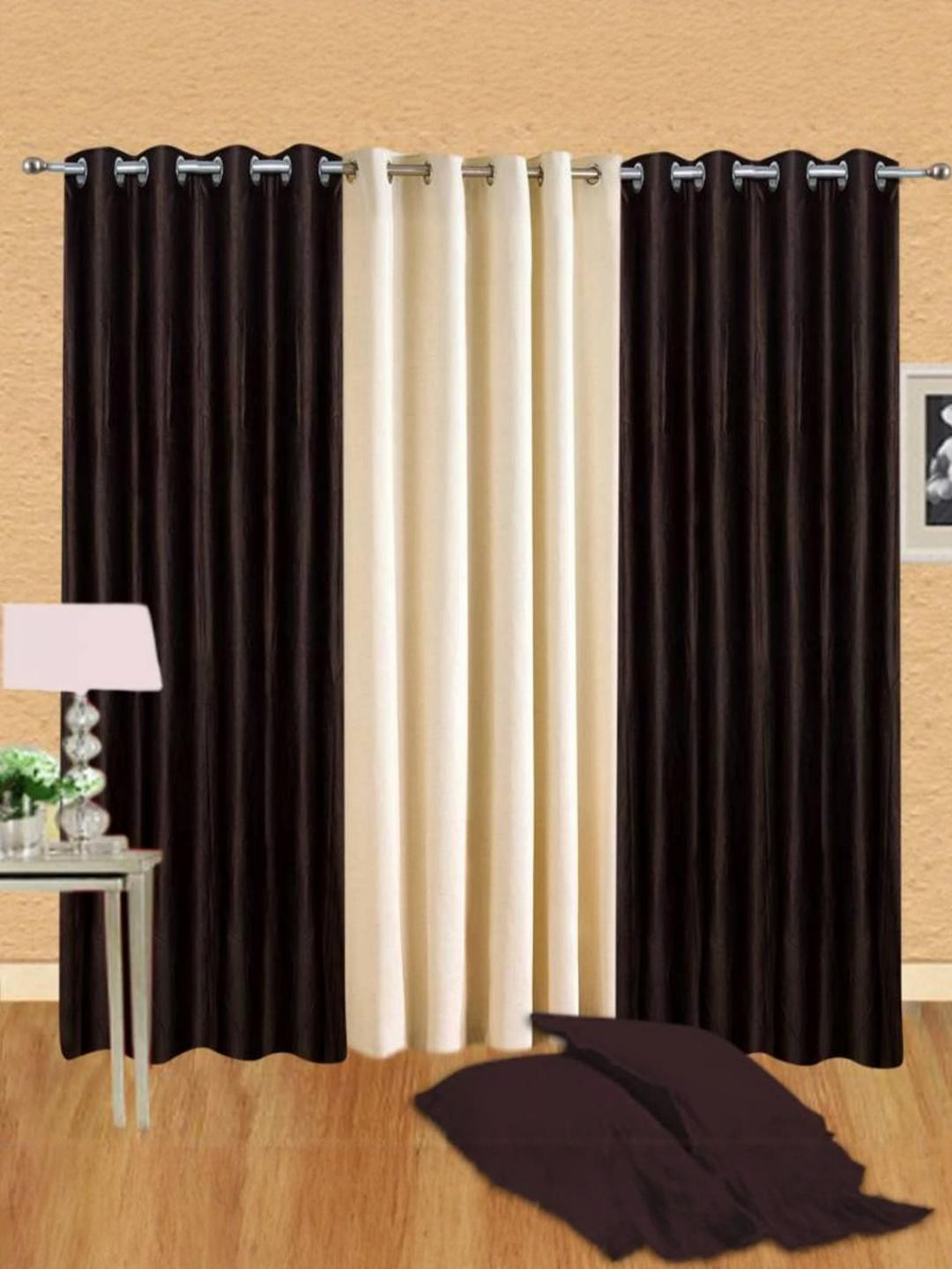 151 cm (5 ft) Polyester Semi Transparent Window Curtain (Pack Of 3) (Plain, Black)