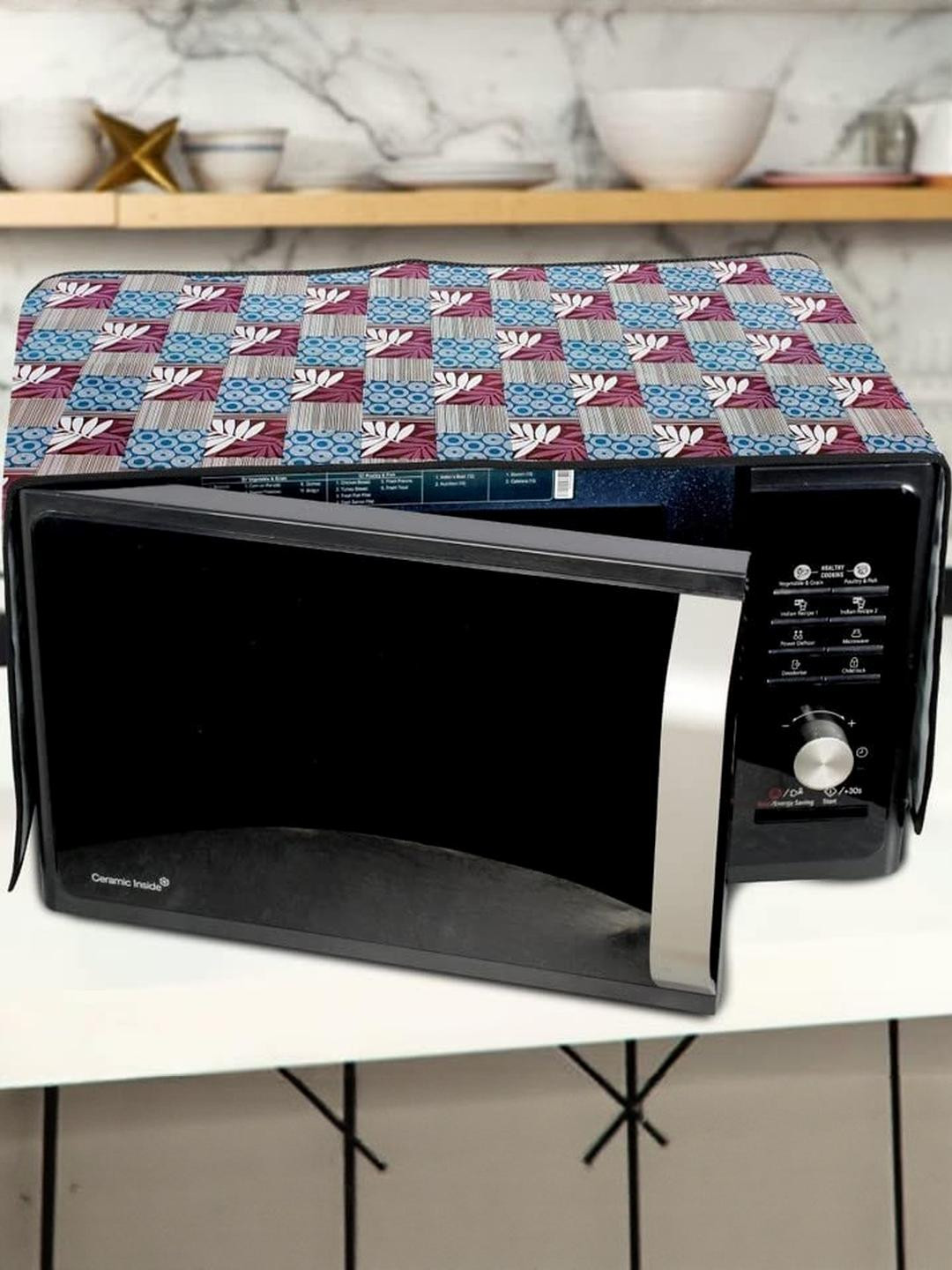 The Furnishing Tree Waterproof & Dustproof PVC Microwave Oven Top Cover with 6 Utility Pockets Surf