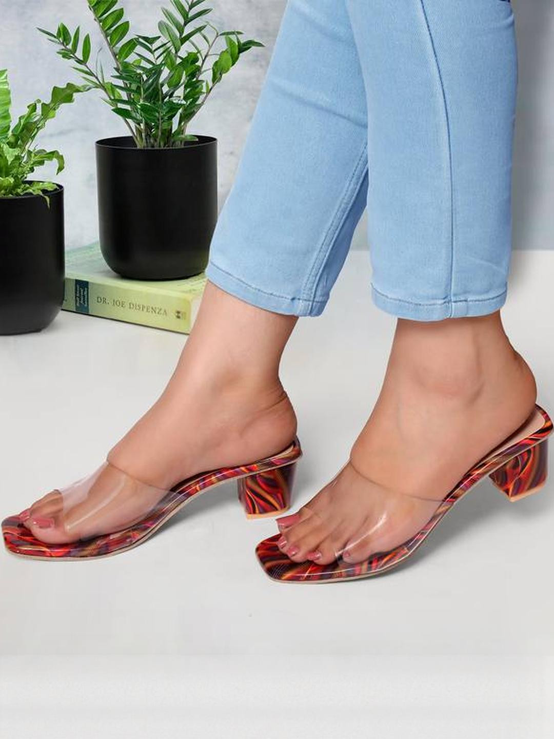 TODRIA Printed Block Sandals