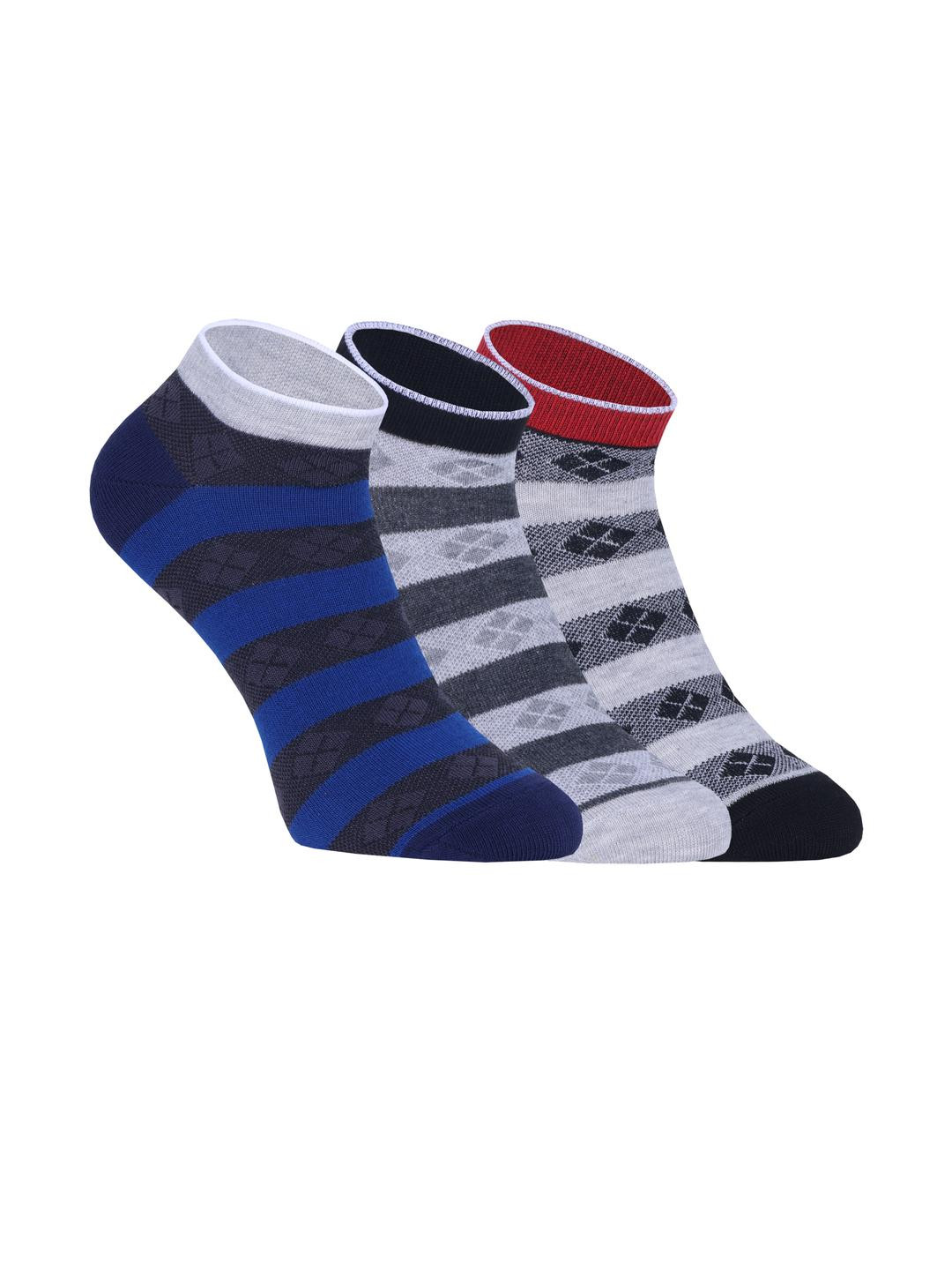 SOXVIEW Men Multi Colored Stripe Pack of 3 d Ankle Length Socks