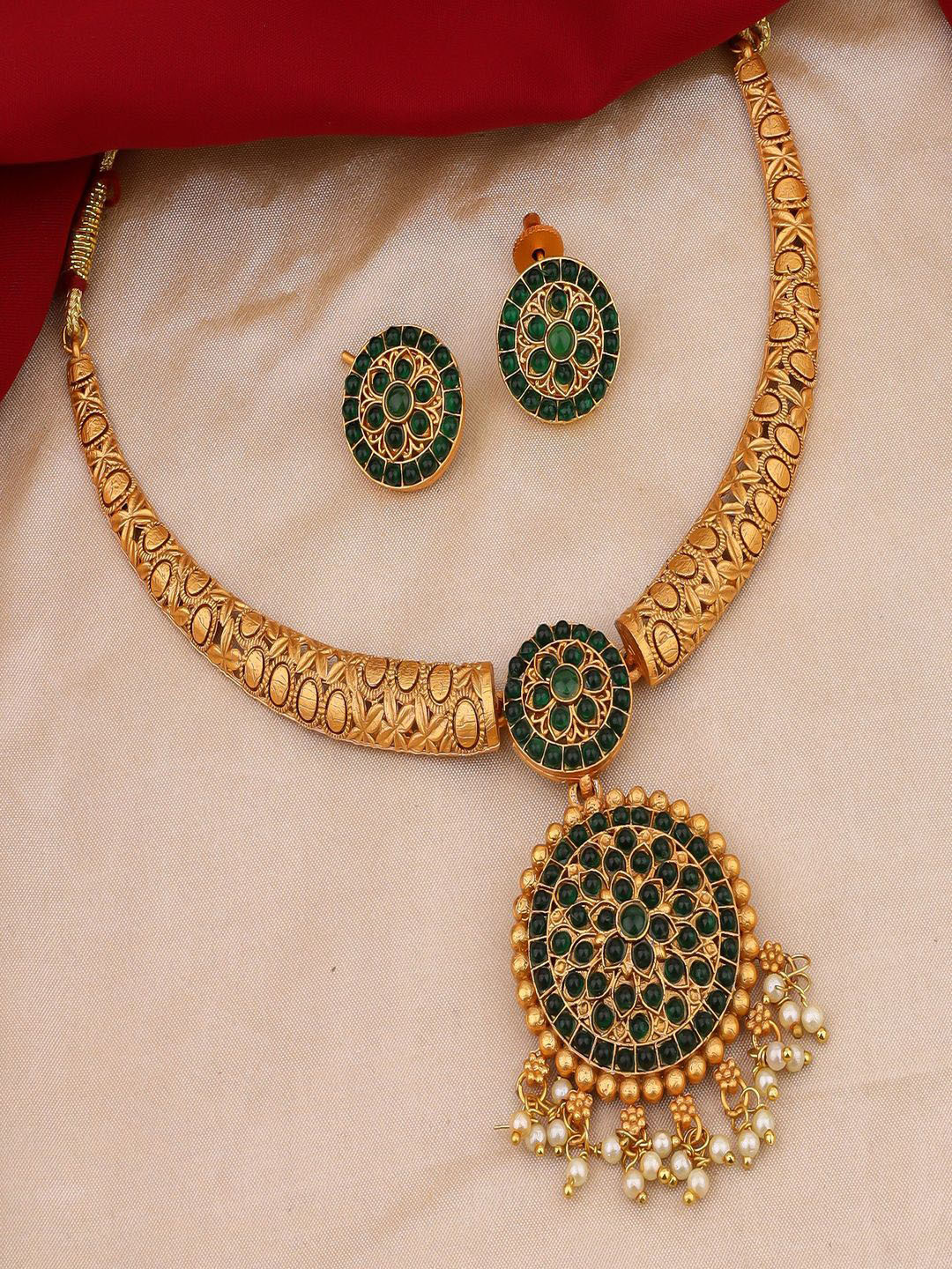 Talish Stone-Studded & Beaded Jewellery Set