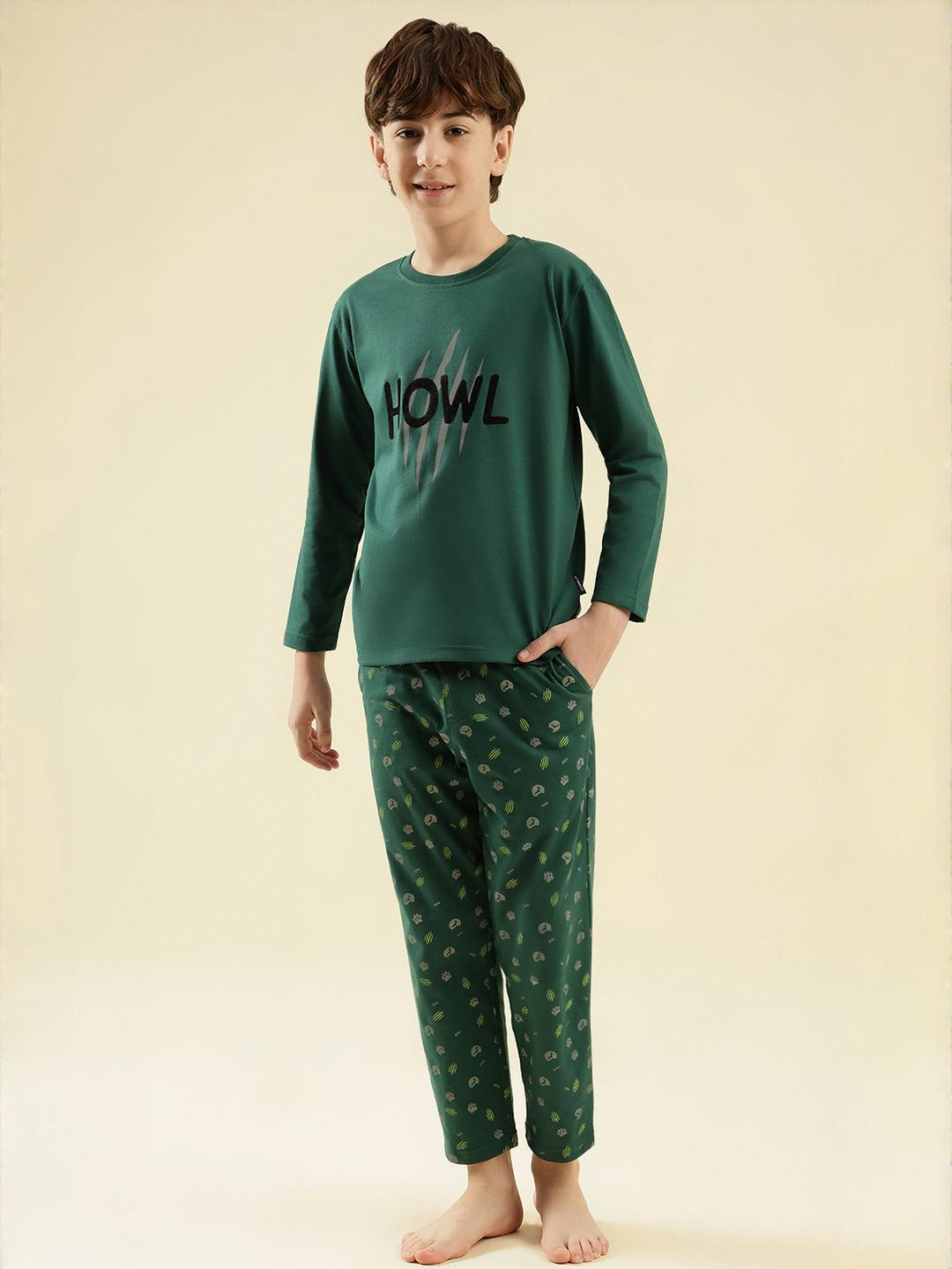 Lil Tomatoes Kids-Boys Green Night suits