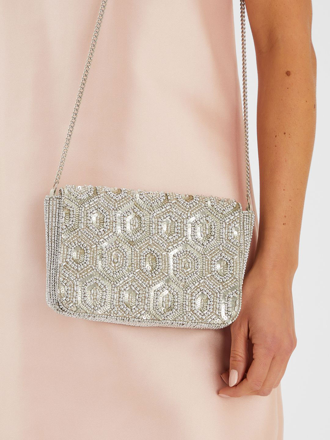 Accessorize London Women Embellished Fold Over Clutch Bag