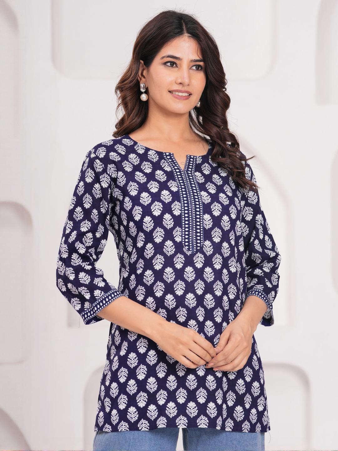 HARITWAL Women Ethnic Motif Printed Cotton Short Kurti