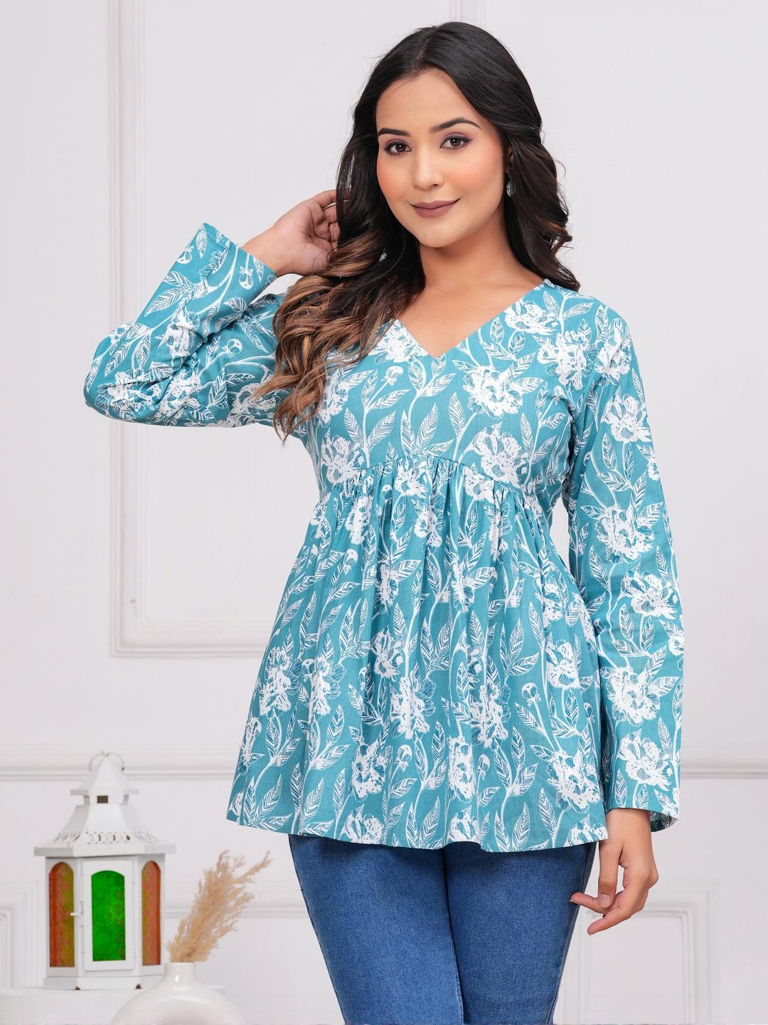 HISHAM Women Floral Printed Tunic Top