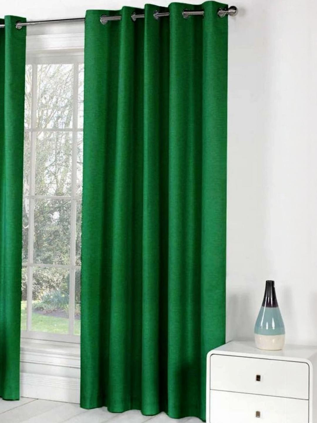 273 cm (9 ft) Polyester Semi Transparent Long Door Curtain (Pack Of 2) (Solid, Green)