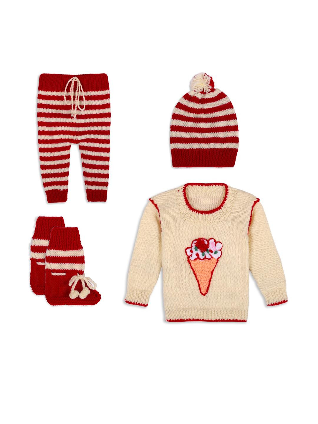 fandom collection Kids Knitted Self Designed Sweatshirt & Pyjama With Socks & Beanie